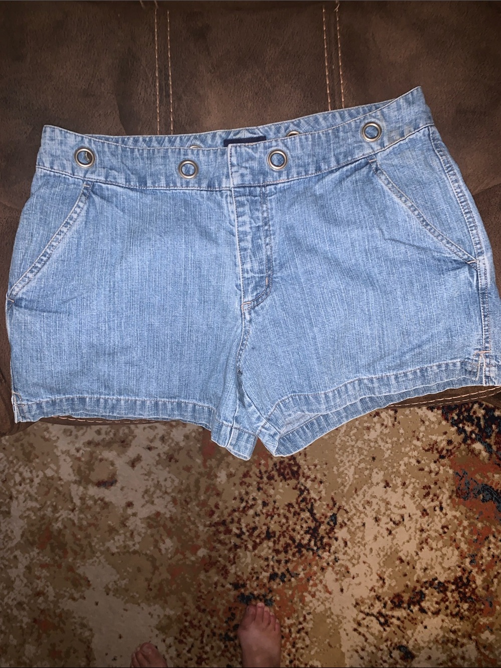 Austin Clothing Co. Light Blue Denim Jean Shorts with Grommet Waist